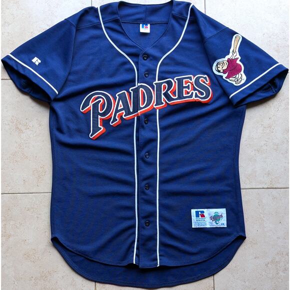 San Diego Padres 1997-1998 Russell DIAMOND jersey 44 M navy orange MLB vintage - Picture 4 of 15